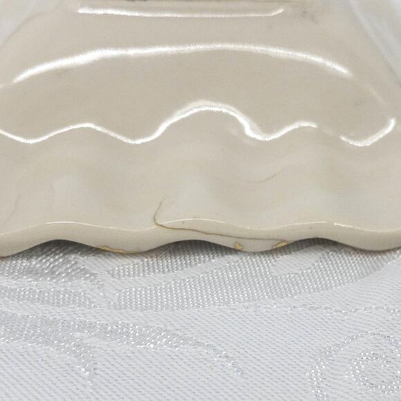 Vintage MCM Ashtray 22 KT Gold White Hand Painted 5" X 4" - Picture 8 of 12